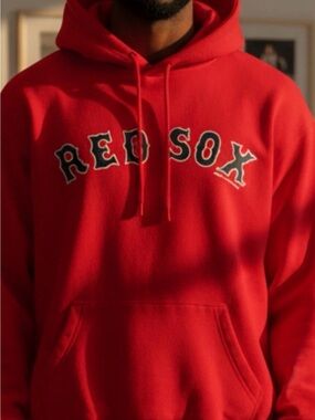 Stitches Red Hoodie with Branded Neck Label